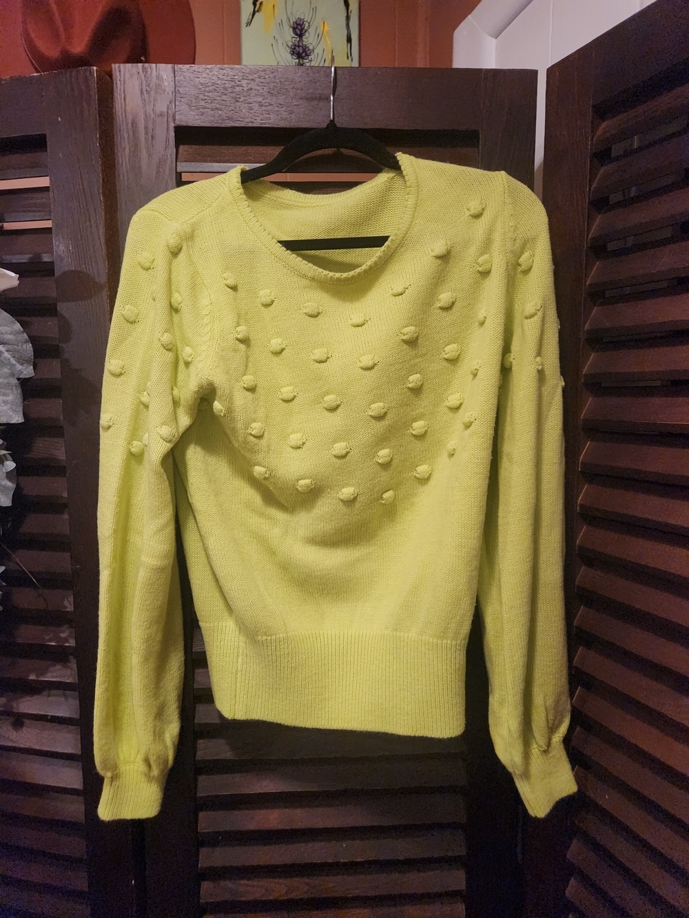 Sugar Neon Yellow Pom-Pom Crewneck Sweater